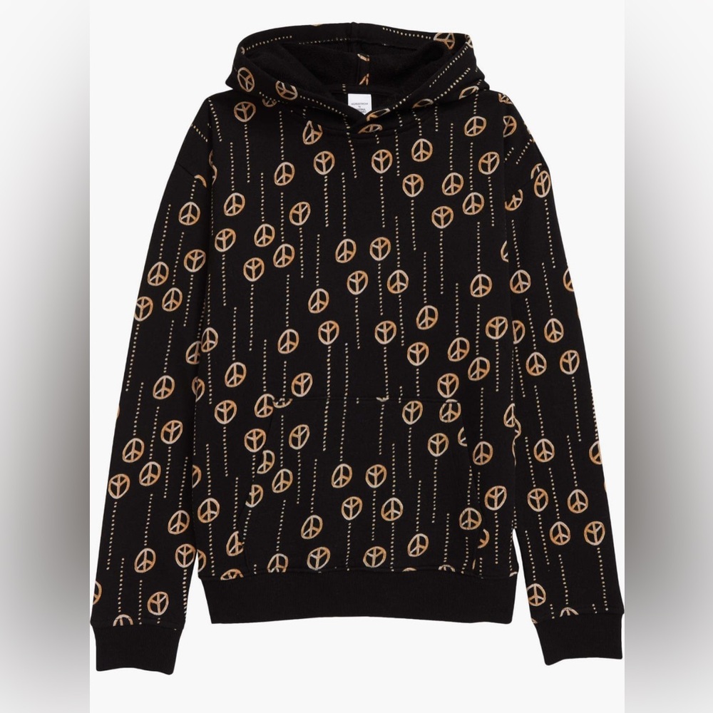 Cristina Martinez x Nordstrom Pullover Hoodie in Black Peace Dot - Large 10/12